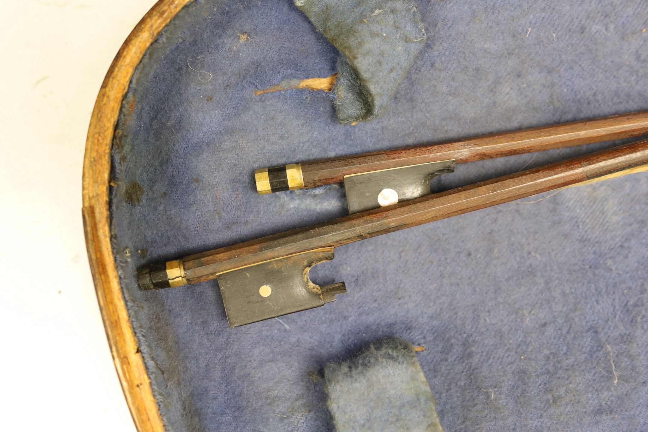 A 3/4 size violin, length of back 33cm, wooden case
